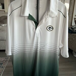 Greenbay Packers Men's White and Green Polo Shirt